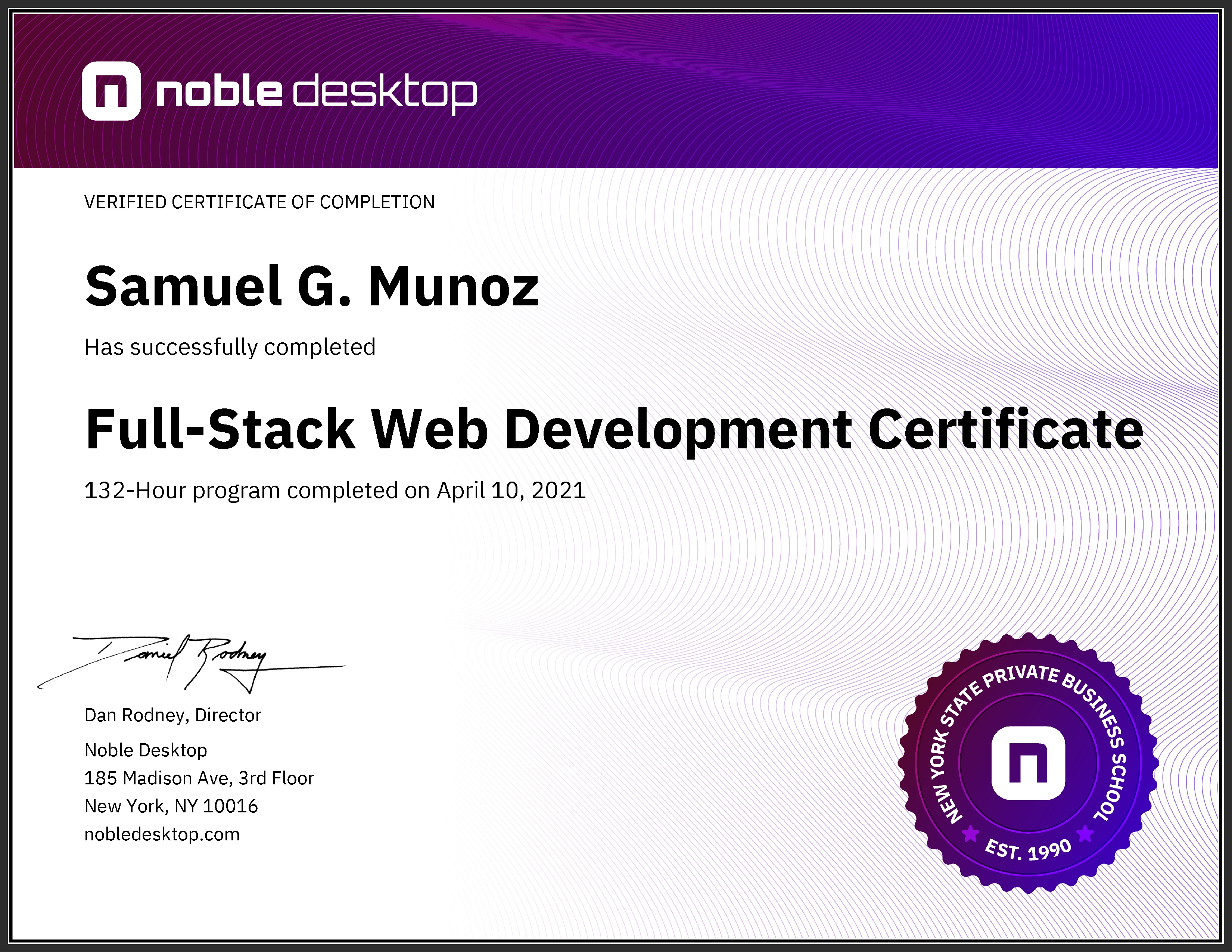 Full-Stack Web Development Certificate