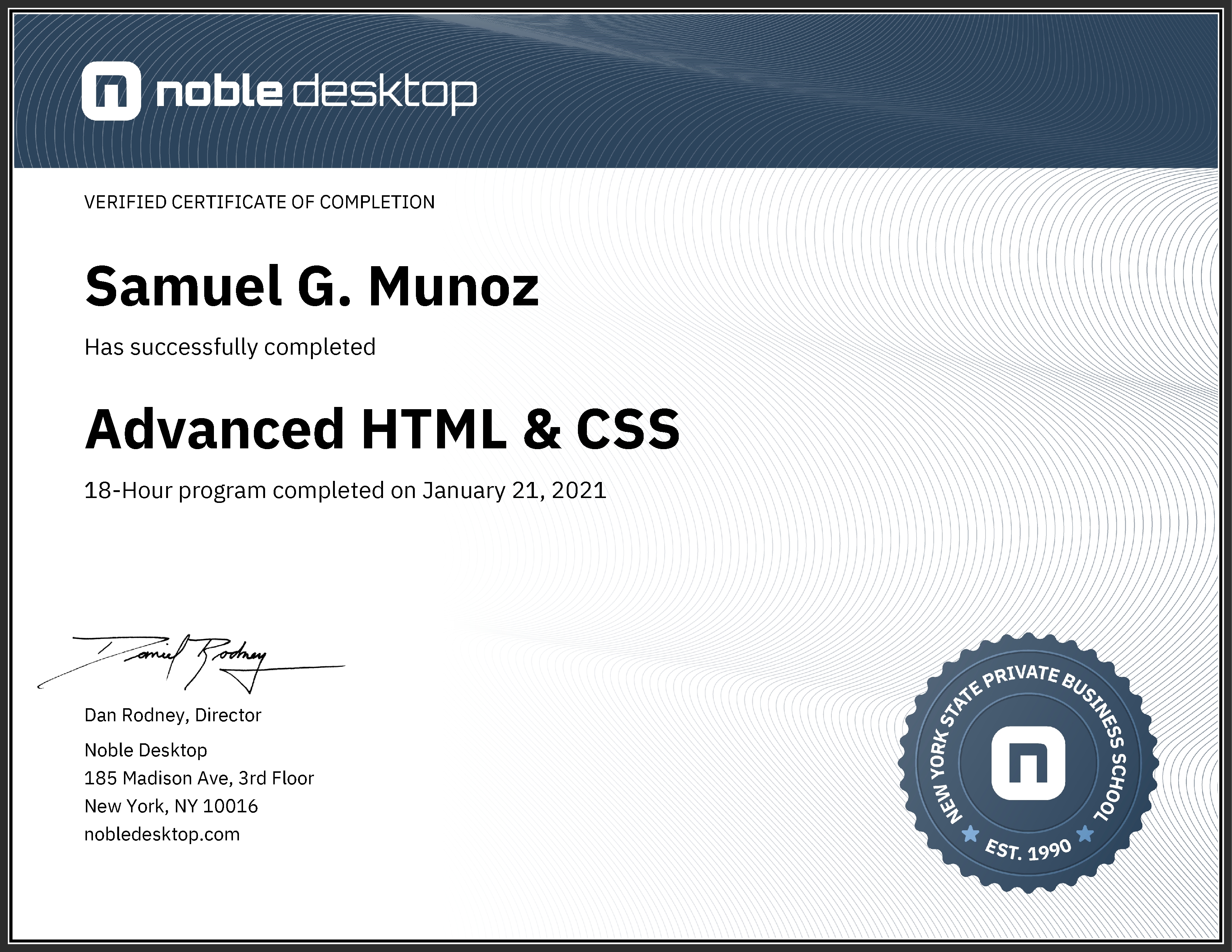 Advanced Web Development Certificate